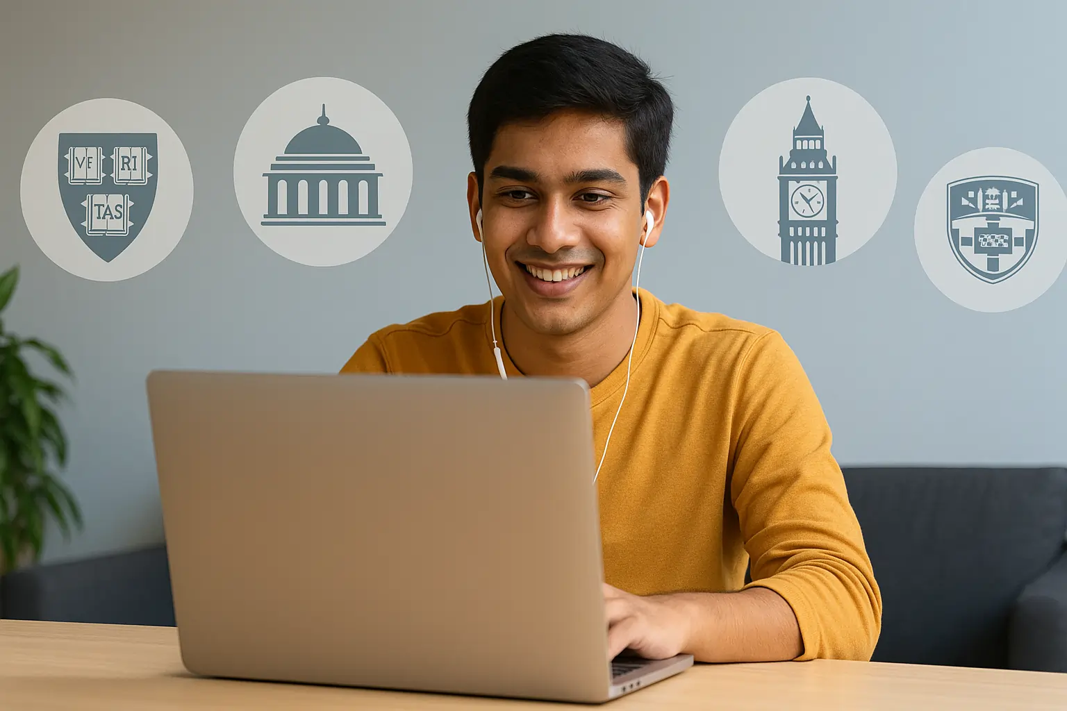 Indian student studying online for an international degree